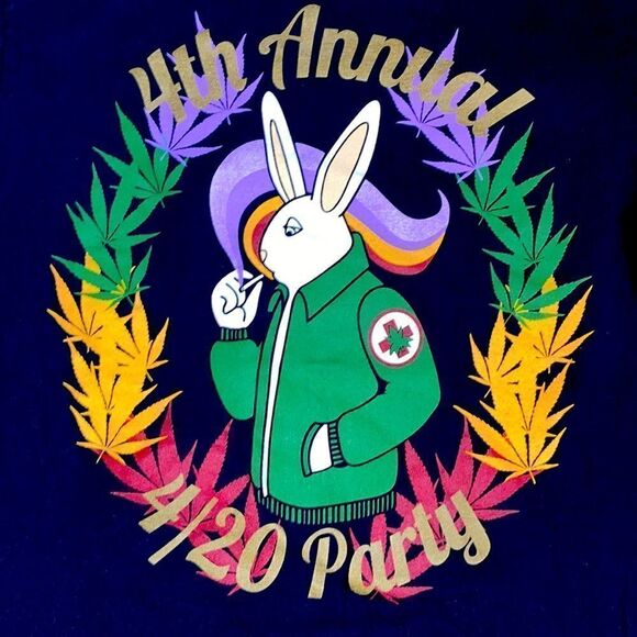 Men’s Rastafarian 4/20 event t shirt men’s M captain jack leaf plant Mary j puff - Picture 2 of 8